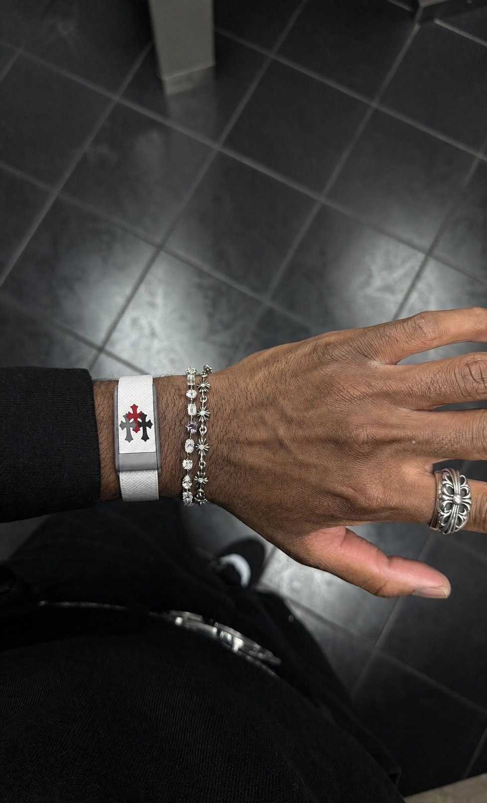 Customer wearing a Saint & Co band